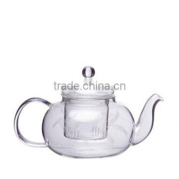 Borosilicate glass tea pot with hand cutting