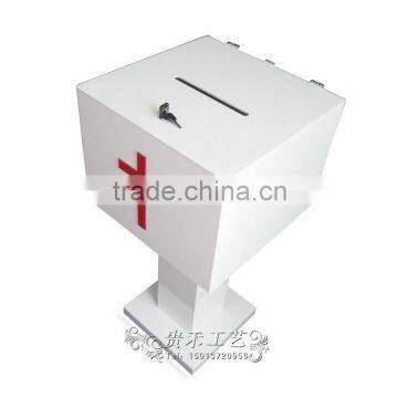 GH-RJ003 White Acrylic Donation Boxes With Locks/white Donation Boxes With Red Cross photo-2