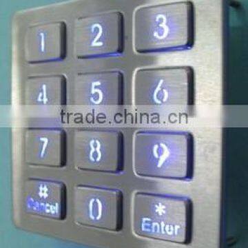 USB 12 keys illuminated / metal backlight keypad