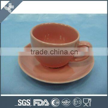 Cute and beautiful color coffee cup and saucer with roll shape