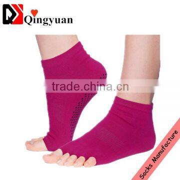 2016 open toe compression women yoga anti-slip cotton socks