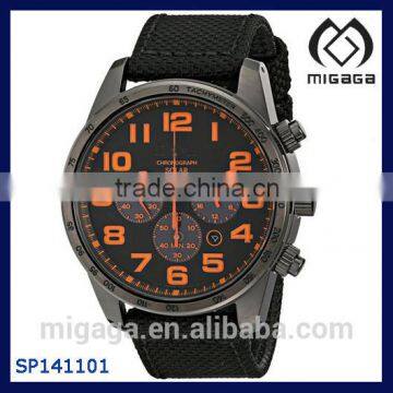 Sport Solar Analog Display Japanese Quartz Brown Watch Nylon Strap