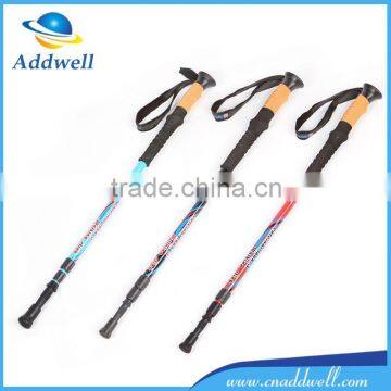 3 section anti shock folding telescopic flexible carbon fiber trekking pole