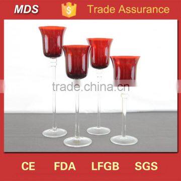 Tall long-stemmed red glass votive candle holder for candles                        
                                                Quality Choice