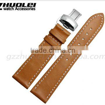 Luxury Genuine Leather Watchband With Deployment Buckle Watch Band Strap 21mm