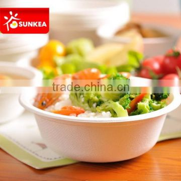 Compostable eco friendly disposable sugarcane pulp salad bowls with lids