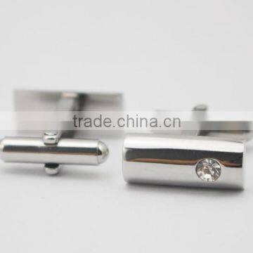 CZ Crystal Stone Stainless Steel Cufflinks For Men's Shirts photo-6
