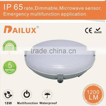 Bathroom modern led light 100-277VAC 220-240VAC IP65 Round 18W Microwave Sensor LED Ceiling Light