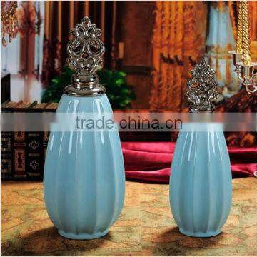 Luxury antique chinese light blue ceramic jar for wedding decor