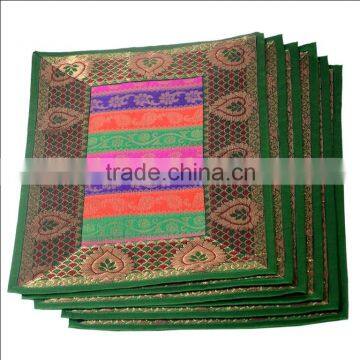 Indian Silk Table Runner With 6 Place Mats & 6 Coaster in Green Color Size 16*62 photo-4