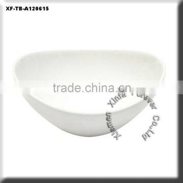 glazed plain white porcelain oval bowl