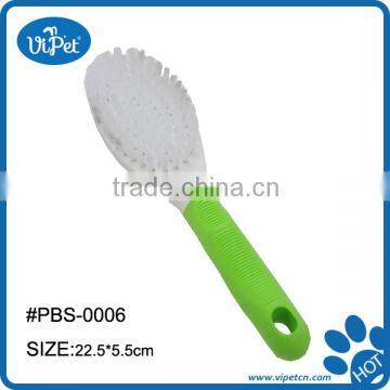 Green pet brush with plastic handle for pet grooming