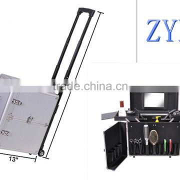 factory directly sell silver aluminum makeup trolley case