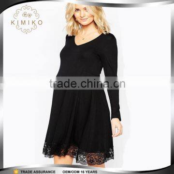 China Manufacture Lace Hem Pleated Maternity Dress in Maternity Clothing