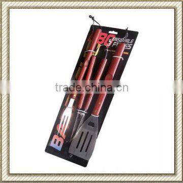 3pcs Steel steel bbq tool set on paper card