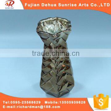 Wave style aromatherapy art ceramic electroplating vase