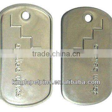 SM-MD012 Custom embossed bright stainless rolled edge dog tag