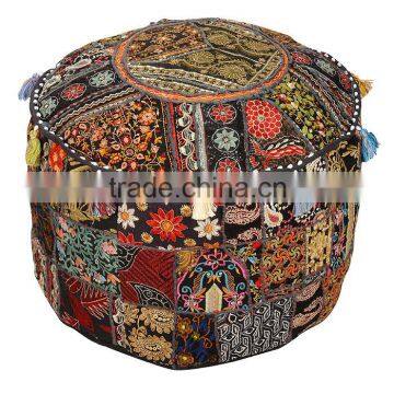 Designer Ottoman with Heavy Embroidered Work Foot Stool Floor Pouf