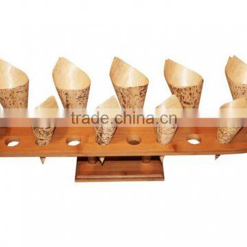 Oblong Bamboo Cone Stand 20 Slots ice cream storage rack 2015 new design ice cream cone display stand