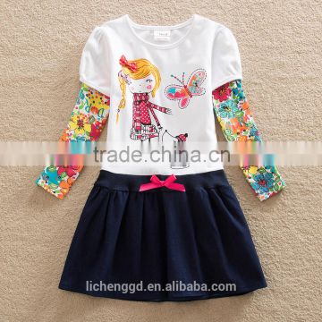 4-8y (h5926) Neat brand Girls clothes wholesale autumn children dresses hot selling kids frocks casual dresses