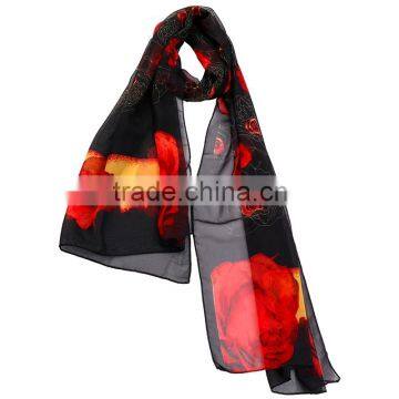 2015 Fashionable Rose Flower Chiffon Scarf Whole Sale - In Stock photo-3