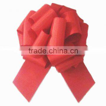 HOT SALE! 4.5" Red Grosgrain Woven Fabric Ribbon Pom Pom Pull Bow