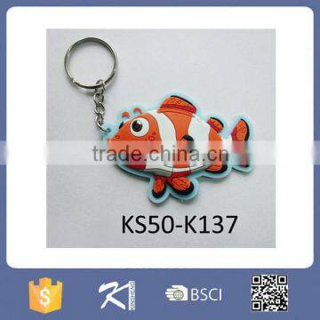 High quality fish shaped custom made rubber keychains