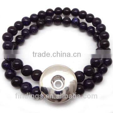 CJ2557 gemstone bead bracelet,snap button bracelet