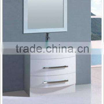 White MDF tempered glass basin bathroom cabinet MJ-2021