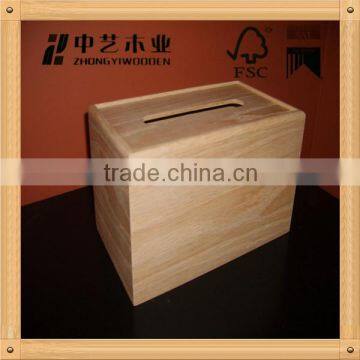 2016 FSC China Professional manufacturer unfinished tissue holder high quality restaurant wooden tissue box