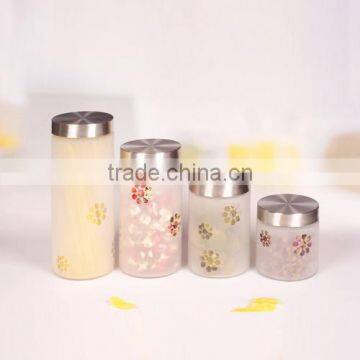 new design 4pcs froated jar glass jar with lid