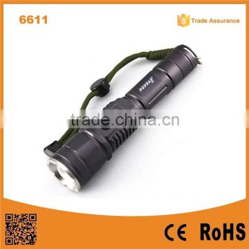 6611 Classic Hidden USB Rechargeable T6 LED Police Flashlight power bank 2600