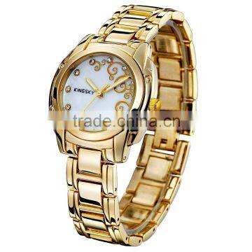 Kingsky KY054 Gold Plated Women Fashion Hand Watch for Girl