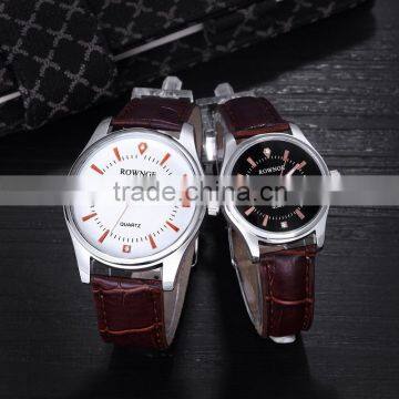 Ultra Thin Brown Leather Band Classic Quartz Dress Watch for couple men and women hand watch