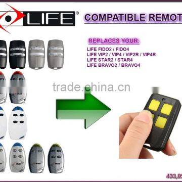 LIFE FIDO2 / FIDO4 / VIP2 / VIP4 / VIP2R / VIP4R / STAR2 / STAR4 / BRAVO2 / BRAVO4 replacement garage door remote