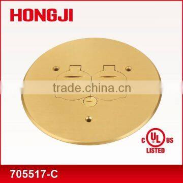 UL listed Round Box Covers plate with dual flip lid and duplex mount.PLT. brass alloy