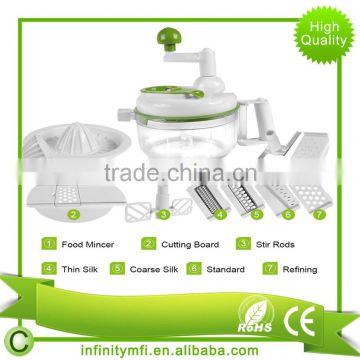 Hot Selling Manual Food Processor Vegetable Chopper Chop Blend Whip Mix Slice Shred Julienne And Juice