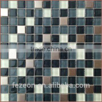 metal stainless steel mix glass mosaic tile