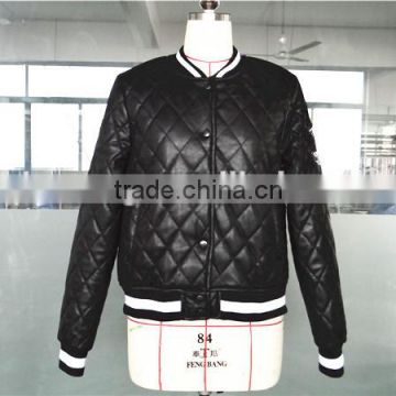 free sample ladies fashion bomber leather jacket for women