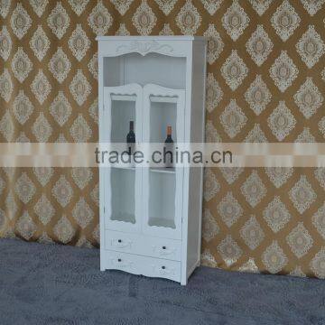 White Glass Sideboard Kitchen Display Wooden Tall Cabinet