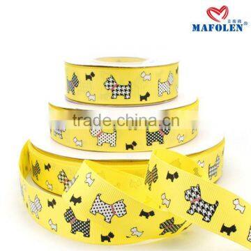 Kinds of ribbon 1.5 inch decoration character polyester grosgrain dogs printed ribbon