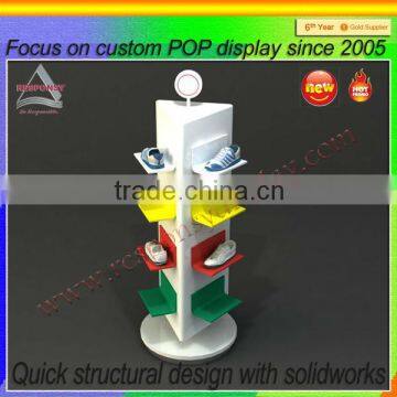 rotatable shoes display stand at triangle shape
