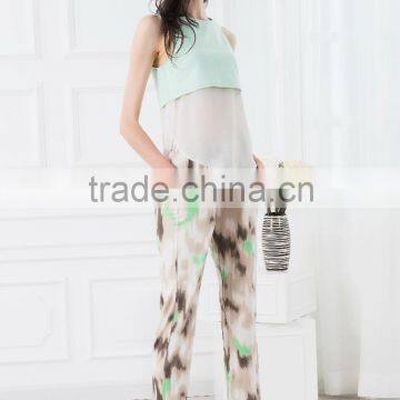 NEW ARRIVAL Summer Tank Top 2016 Green and White See Through Shirt for Woman Chiffon Fabric Cheap Price photo-6