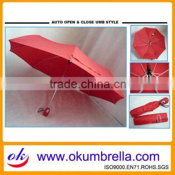 Auto open 3 folding umbrella in high quality for promotion