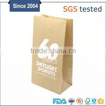 Food grade stand up print logo flat bottom french fries paper bag without window