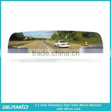 4.3 Inch Car Accessories Frameless Rearview Mirror Monitor With Camera
