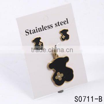 Black bear wholesale price 3161 stainless steel simple design earrings and pendant