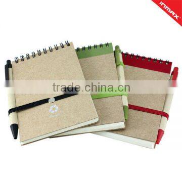 Hot selling Eco Recycled paper spiral notepad with pen