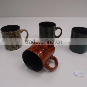 4Pieces Hot-Selling Flower Design New Stoneware Coffee Mug Set