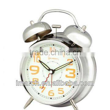 silvery twin bell clock,table clock